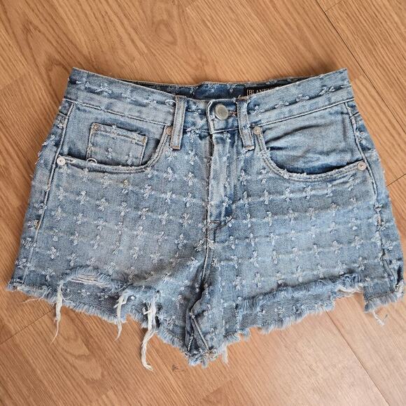 BLANKNYC The Barrow Womens High-Rise Distressed Denim Shorts Sz 24 Frayed Edge - Picture 1 of 11